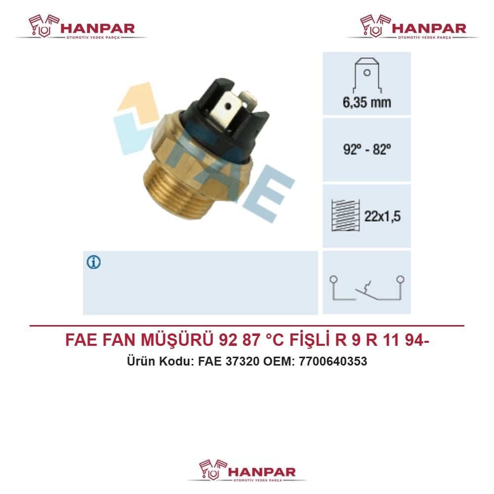 FAE FAN MÜŞÜRÜ 92 87 °C FİŞLİ R 9 R 11 94-