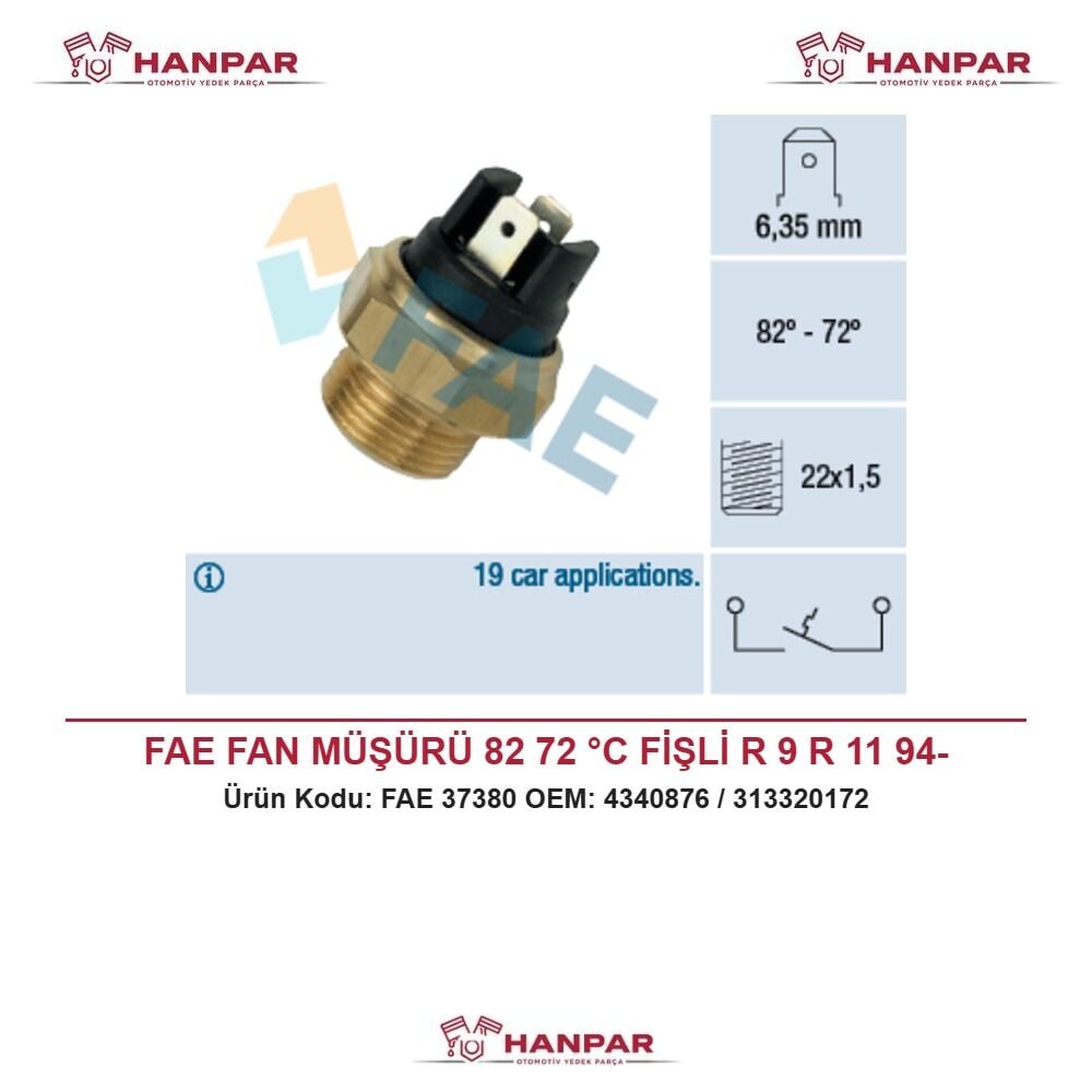 FAE FAN MÜŞÜRÜ 82 72 °C FİŞLİ R 9 R 11 94-