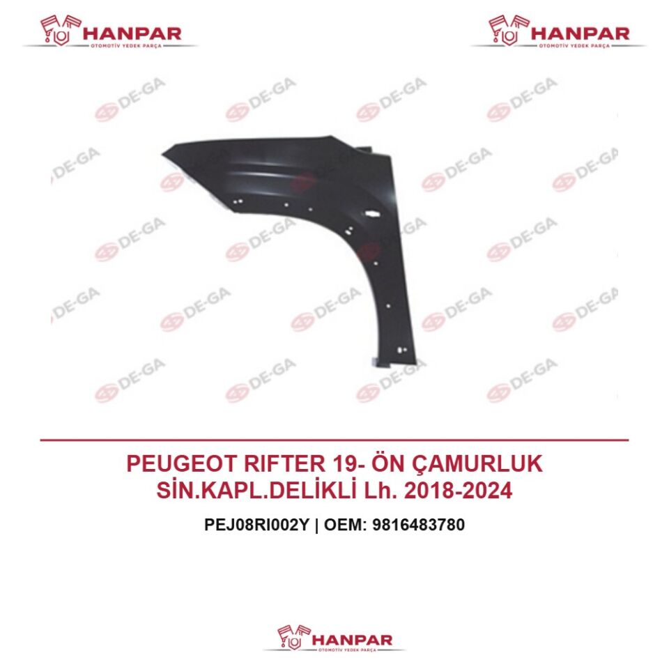 PEUGEOT RIFTER 19- ÖN ÇAMURLUK SİN.KAPL.DELİKLİ Lh. 2018-2024
