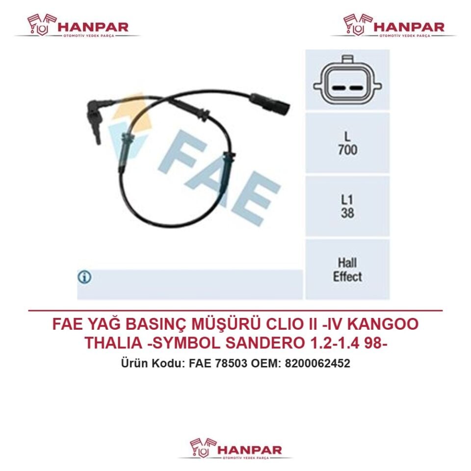 FAE YAĞ BASINÇ MÜŞÜRÜ CLIO II -IV KANGOO THALIA -SYMBOL SANDERO 1.2-1.4 98-