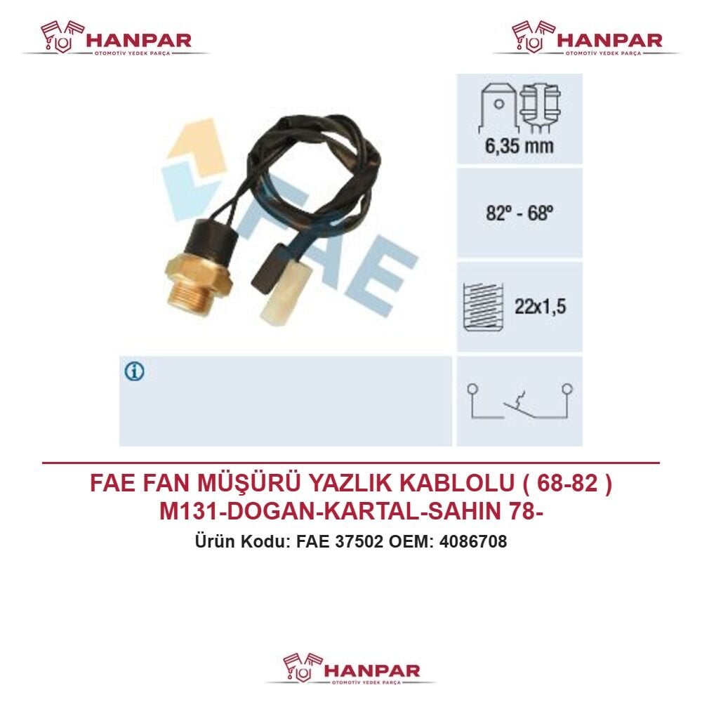 FAE FAN MÜŞÜRÜ YAZLIK KABLOLU ( 68-82 ) M131-DOGAN-KARTAL-SAHIN 78-