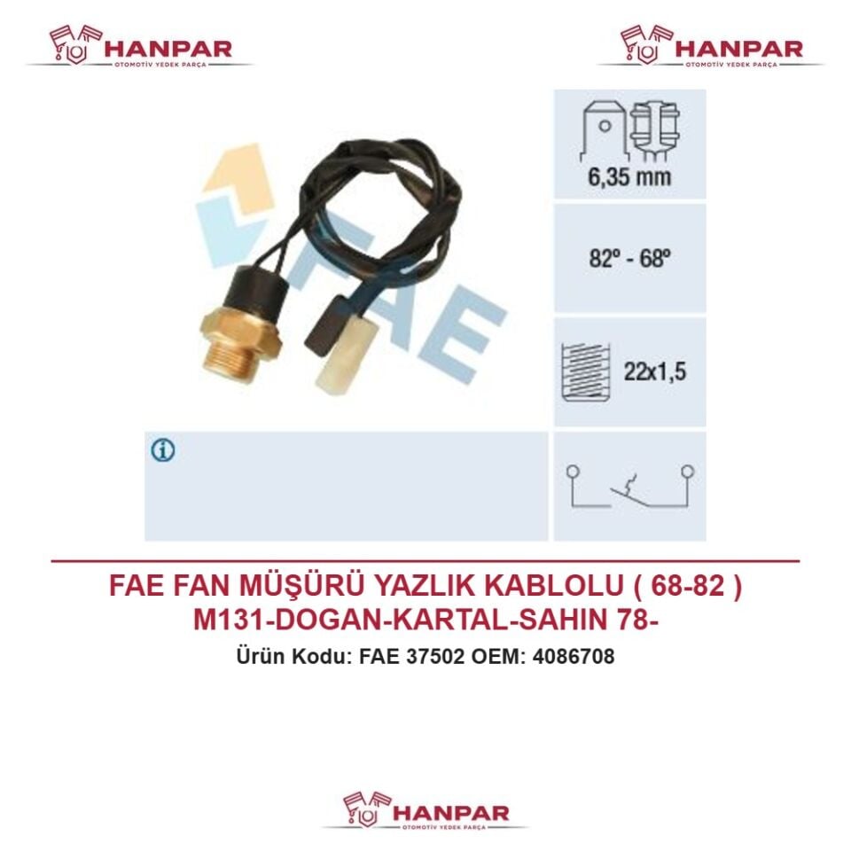 FAE FAN MÜŞÜRÜ YAZLIK KABLOLU ( 68-82 ) M131-DOGAN-KARTAL-SAHIN 78-