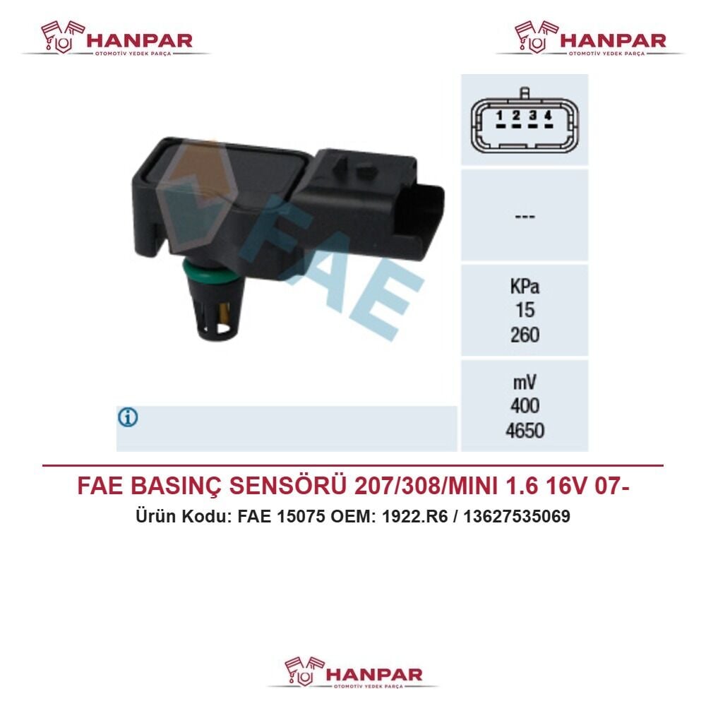 FAE BASINÇ SENSÖRÜ 207/308/MINI 1.6 16V 07-