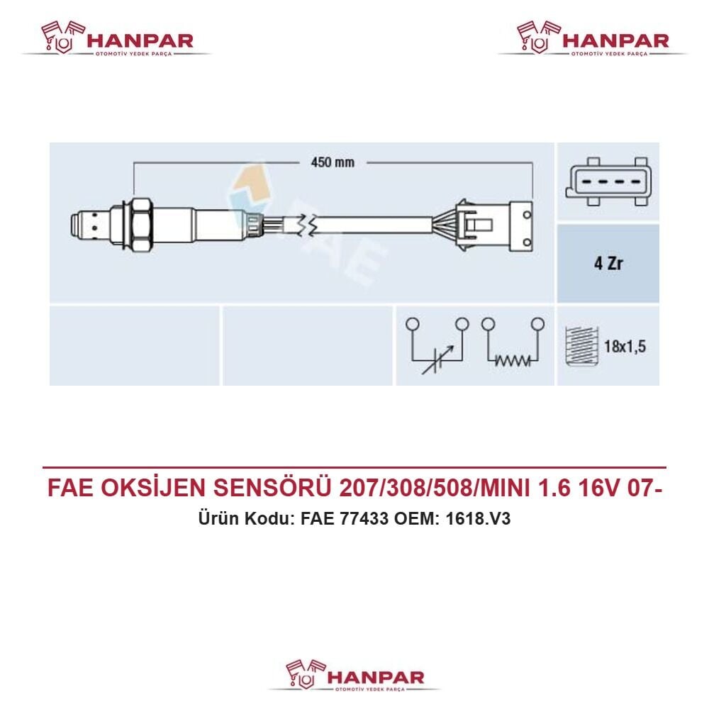 FAE OKSİJEN SENSÖRÜ 207/308/508/MINI 1.6 16V 07-