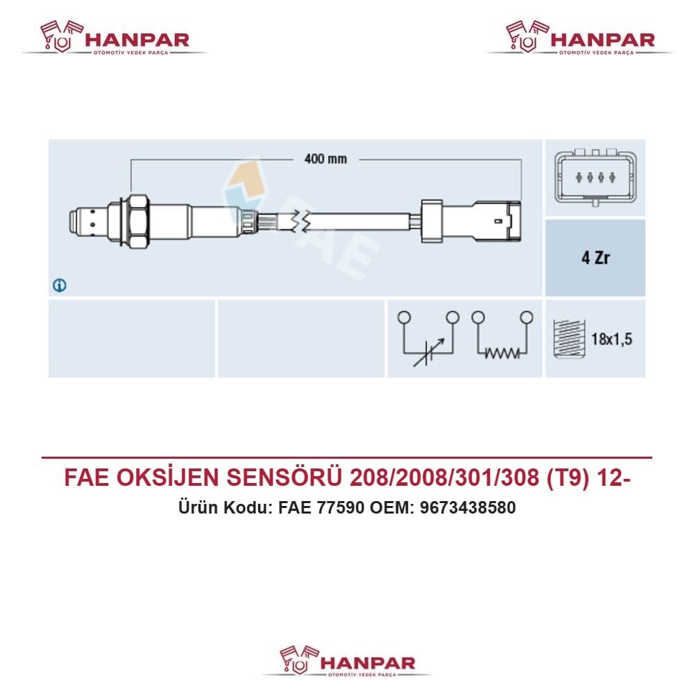 FAE OKSİJEN SENSÖRÜ 208/2008/301/308 (T9) 12-