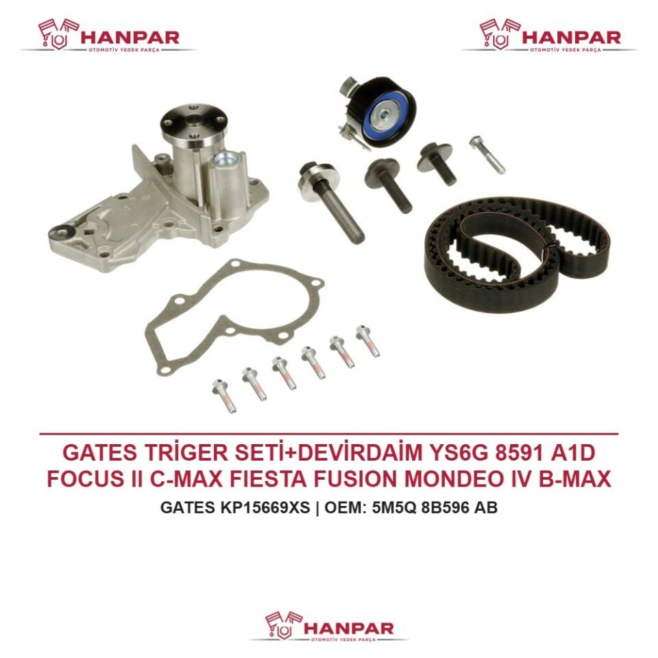 GATES TRİGER SETİ+DEVİRDAİM YS6G 8591 A1D FOCUS II C-MAX FIESTA FUSION MONDEO IV B-MAX MAZDA II VOLVO S40 V50 1.25 1.4 1.6 TI VCT 16 VALF 03-