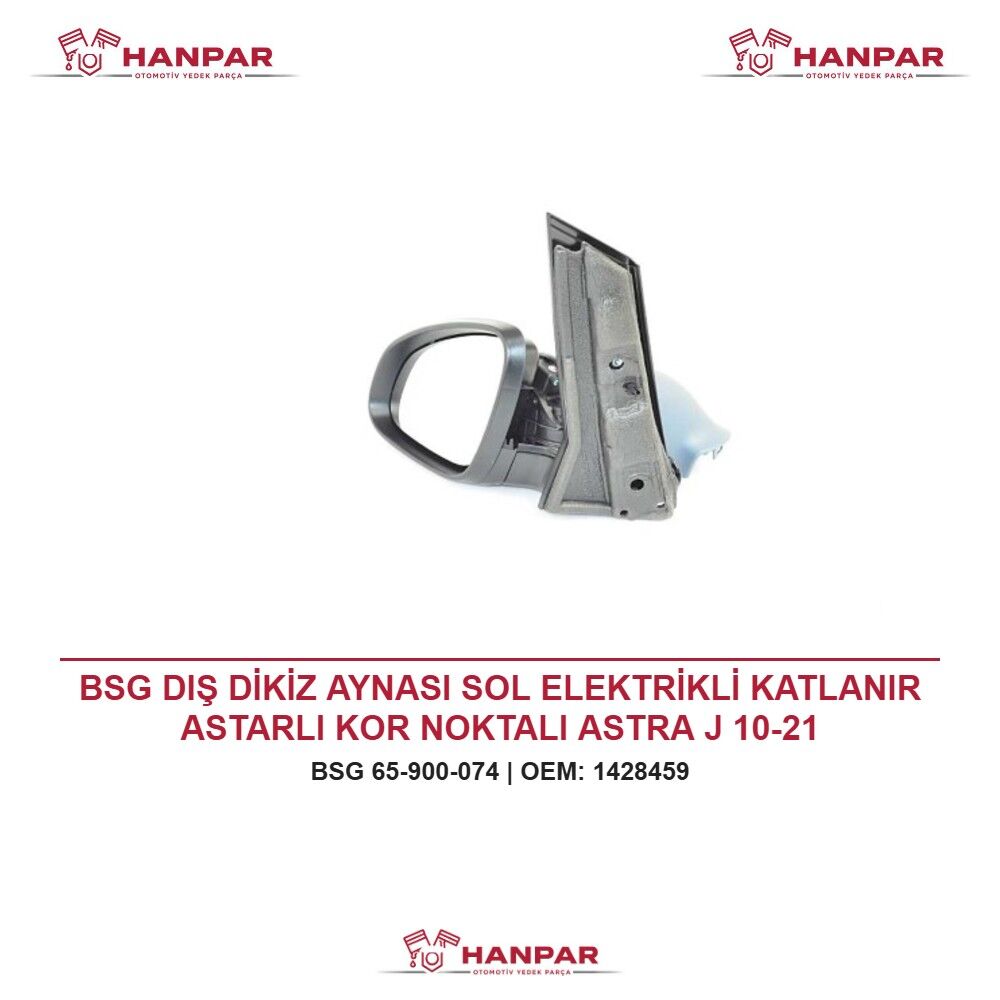 BSG DIŞ DİKİZ AYNASI SOL ELEKTRİKLİ KATLANIR ASTARLI KOR NOKTALI ASTRA J 10-21