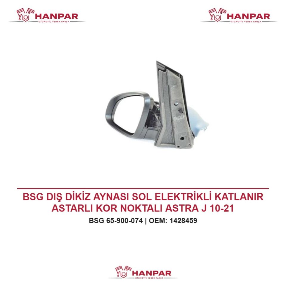 BSG DIŞ DİKİZ AYNASI SOL ELEKTRİKLİ KATLANIR ASTARLI KOR NOKTALI ASTRA J 10-21