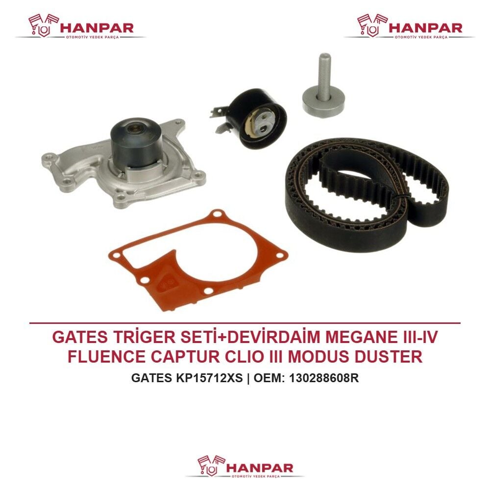 GATES TRİGER SETİ+DEVİRDAİM MEGANE III-IV FLUENCE CAPTUR CLIO III MODUS DUSTER MERCEDES QASHQAI JUKE NOTE 1.5 DCI 12-