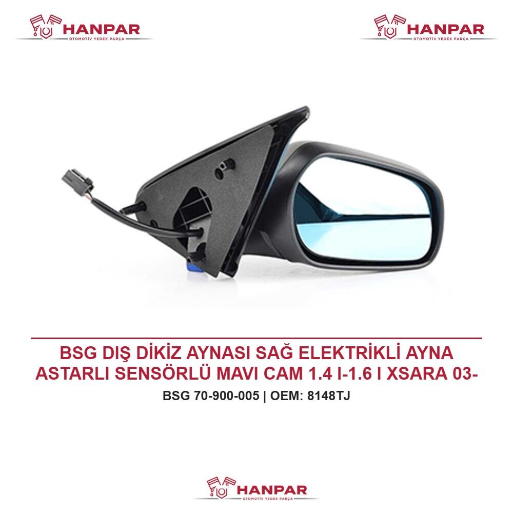 BSG DIŞ DİKİZ AYNASI SAĞ ELEKTRİKLİ AYNA ASTARLI SENSÖRLÜ MAVI CAM 1.4 I-1.6 I XSARA 03-