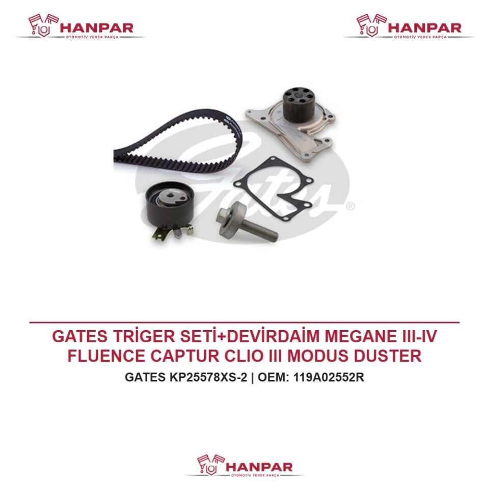 GATES TRİGER SETİ+DEVİRDAİM MEGANE III-IV FLUENCE CAPTUR CLIO III MODUS DUSTER MERCEDES QASHQAI JUKE NOTE 1.5 DCI 12-