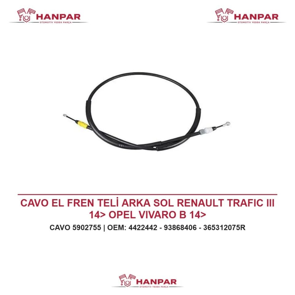 CAVO EL FREN TELİ ARKA SOL RENAULT TRAFIC III 14> OPEL VIVARO B 14>