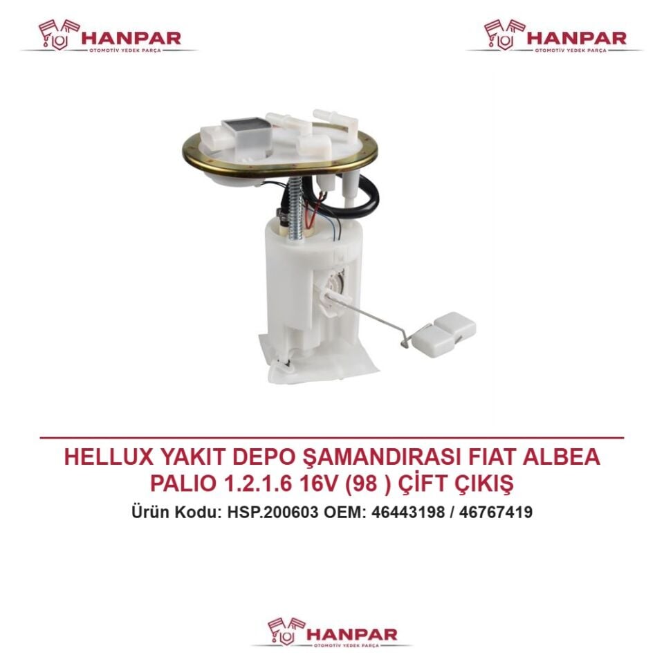 HELLUX YAKIT DEPO ŞAMANDIRASI FIAT ALBEA PALIO 1.2.1.6 16V (98 ) ÇİFT ÇIKIŞ