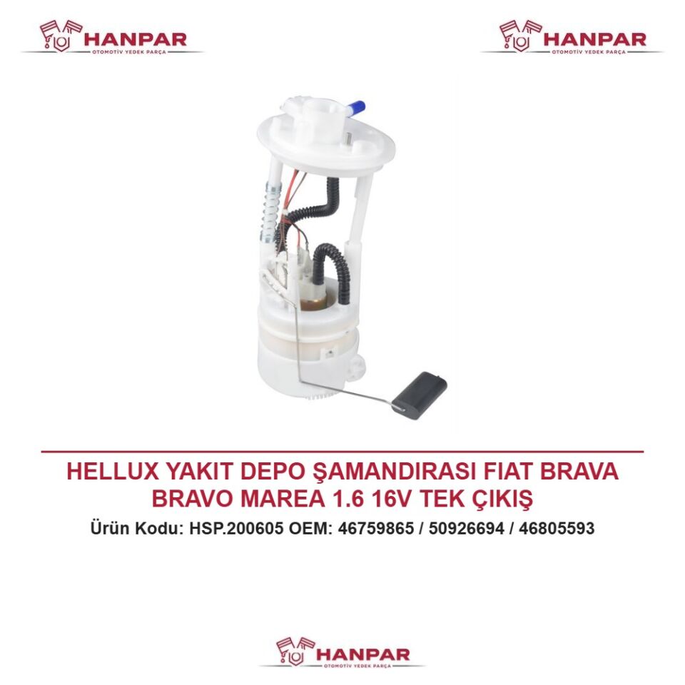 HELLUX YAKIT DEPO ŞAMANDIRASI FIAT BRAVA BRAVO MAREA 1.6 16V TEK ÇIKIŞ