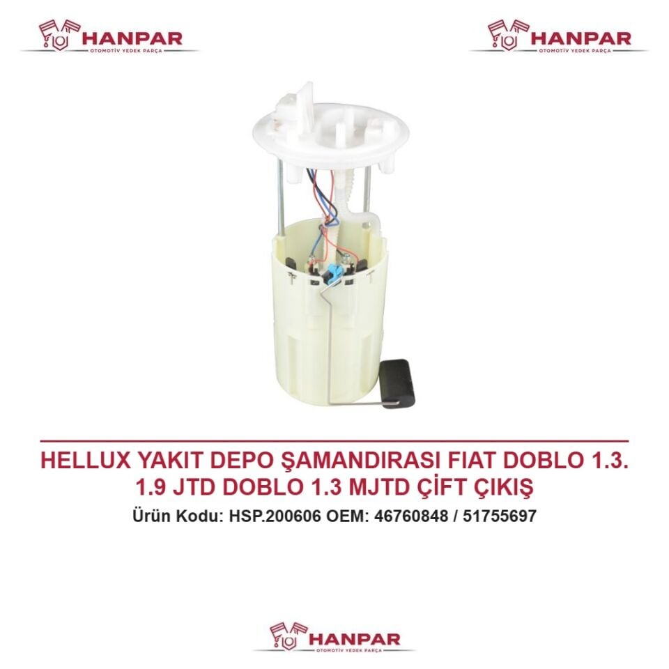 HELLUX YAKIT DEPO ŞAMANDIRASI FIAT DOBLO 1.3. 1.9 JTD DOBLO 1.3 MJTD ÇİFT ÇIKIŞ