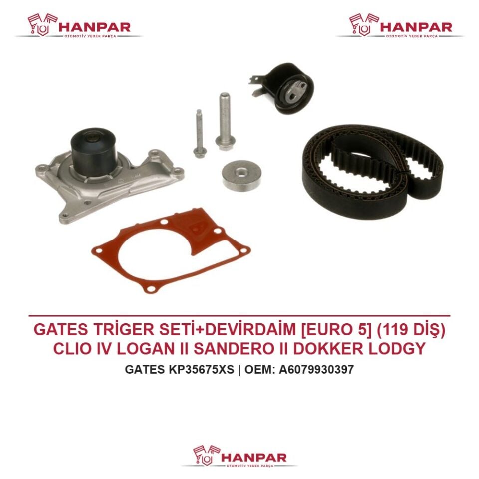 GATES TRİGER SETİ+DEVİRDAİM [EURO 5] (119 DİŞ) CLIO IV LOGAN II SANDERO II DOKKER LODGY KANGO III MEGANE III-IV FLUENCE MERCEDES CITAN QASHQAI JUKE NOTE 1.5 DCI 12-