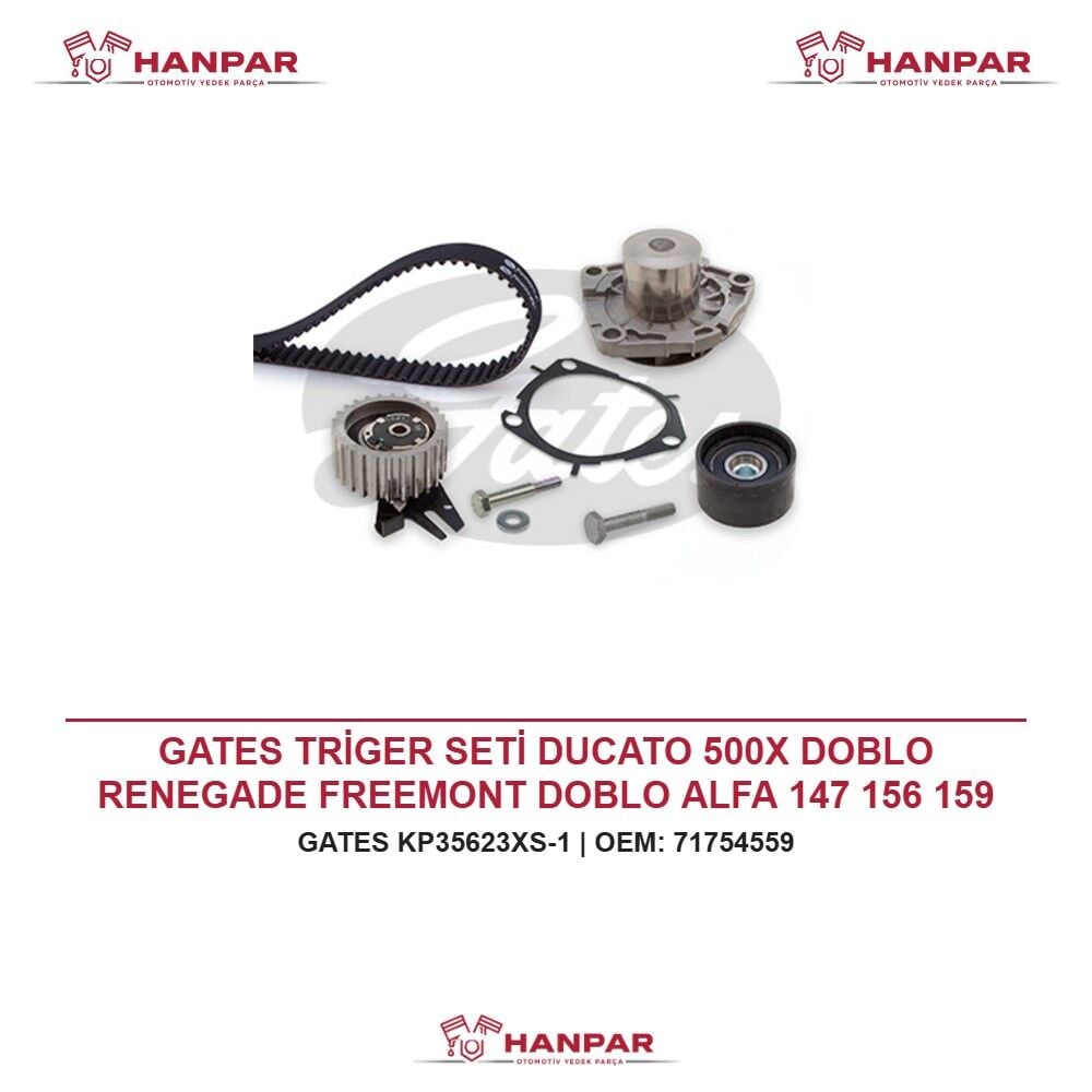 GATES TRİGER SETİ DUCATO 500X DOBLO RENEGADE FREEMONT DOBLO ALFA 147 156 159 COMBO D 1,9 2,0 03-