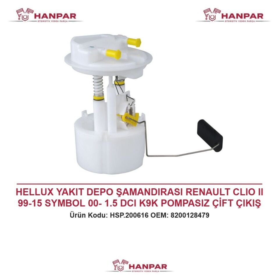HELLUX YAKIT DEPO ŞAMANDIRASI RENAULT CLIO II 99-15 SYMBOL 00- 1.5 DCI K9K POMPASIZ ÇİFT ÇIKIŞ