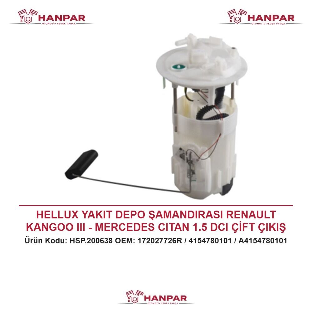 HELLUX YAKIT DEPO ŞAMANDIRASI RENAULT KANGOO III - MERCEDES CITAN 1.5 DCI ÇİFT ÇIKIŞ