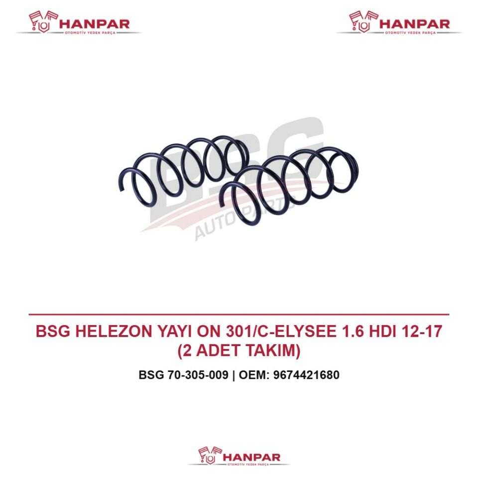 BSG HELEZON YAYI ON 301/C-ELYSEE 1.6 HDI 12-17 (2 ADET TAKIM)