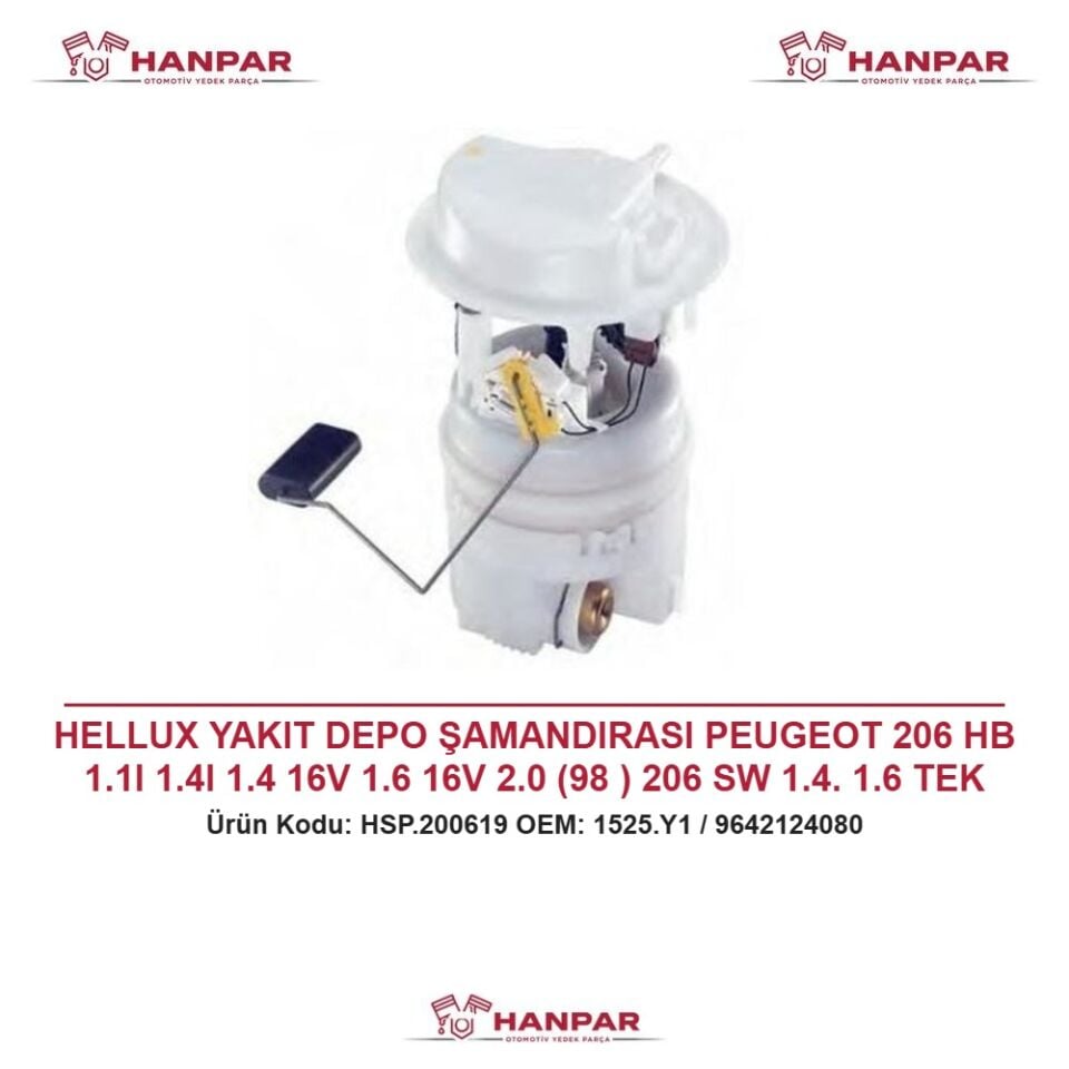 HELLUX YAKIT DEPO ŞAMANDIRASI PEUGEOT 206 HB 1.1I 1.4I 1.4 16V 1.6 16V 2.0 (98 ) 206 SW 1.4. 1.6 TEK ÇIKIŞ