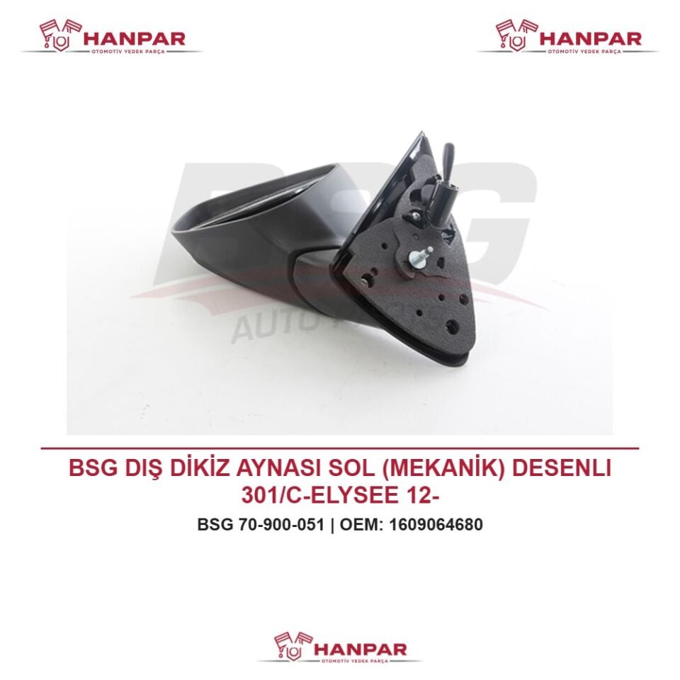 BSG DIŞ DİKİZ AYNASI SOL (MEKANİK) DESENLI 301/C-ELYSEE 12-