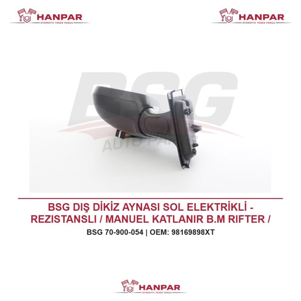 BSG DIŞ DİKİZ AYNASI SOL ELEKTRİKLİ - REZISTANSLI / MANUEL KATLANIR B.M RIFTER / PARTNER (K9) 2018-