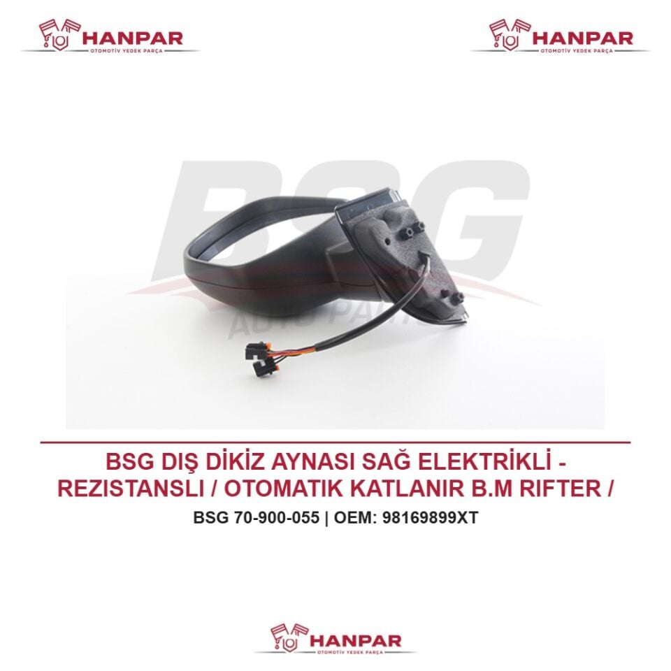 BSG DIŞ DİKİZ AYNASI SAĞ ELEKTRİKLİ - REZISTANSLI / OTOMATIK KATLANIR B.M RIFTER / PARTNER (K9) 2018-