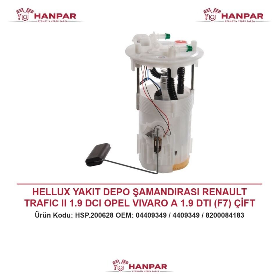 HELLUX YAKIT DEPO ŞAMANDIRASI RENAULT TRAFIC II 1.9 DCI OPEL VIVARO A 1.9 DTI (F7) ÇİFT ÇIKIŞ