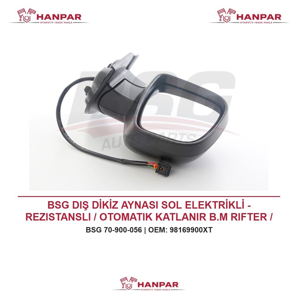 BSG DIŞ DİKİZ AYNASI SOL ELEKTRİKLİ - REZISTANSLI / OTOMATIK KATLANIR B.M RIFTER / PARTNER (K9) 2018-