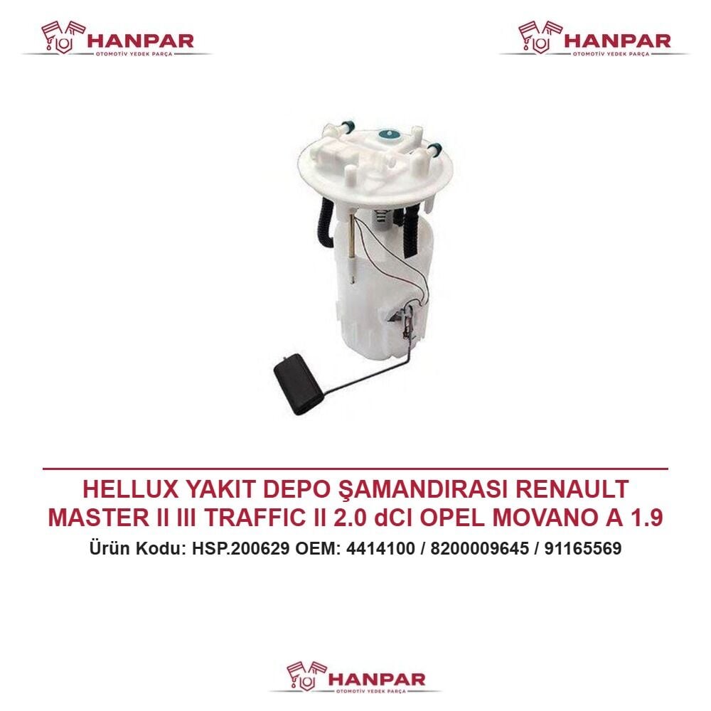 HELLUX YAKIT DEPO ŞAMANDIRASI RENAULT MASTER II III TRAFFIC II 2.0 dCI OPEL MOVANO A 1.9 DTI (FD) ÜÇ ÇIKIŞ