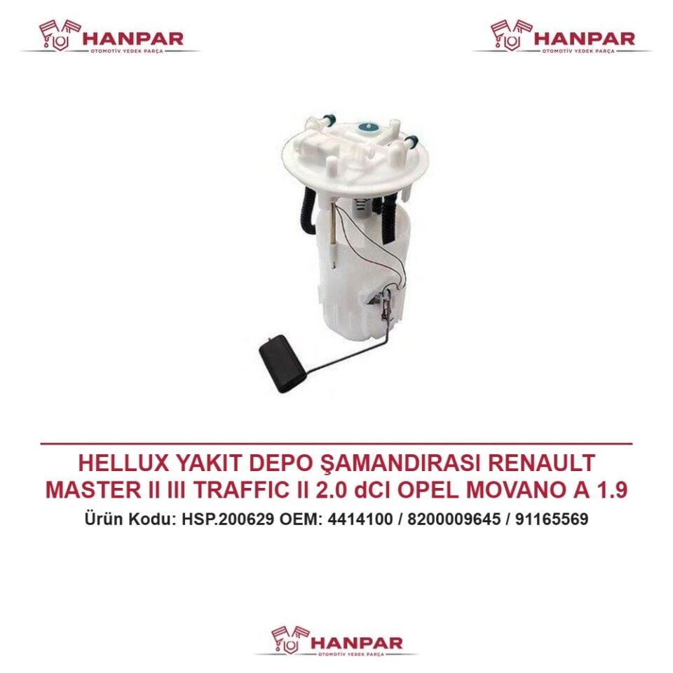 HELLUX YAKIT DEPO ŞAMANDIRASI RENAULT MASTER II III TRAFFIC II 2.0 dCI OPEL MOVANO A 1.9 DTI (FD) ÜÇ ÇIKIŞ