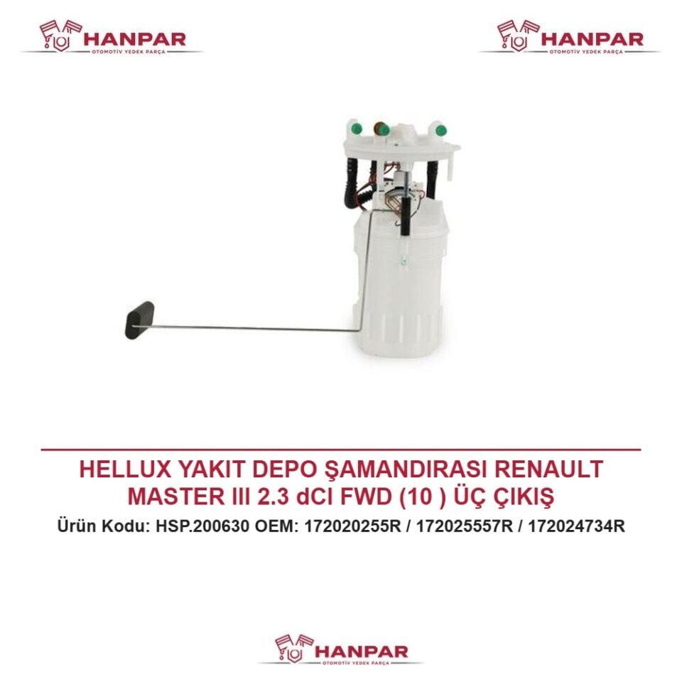 HELLUX YAKIT DEPO ŞAMANDIRASI RENAULT MASTER III 2.3 dCI FWD (10 ) ÜÇ ÇIKIŞ