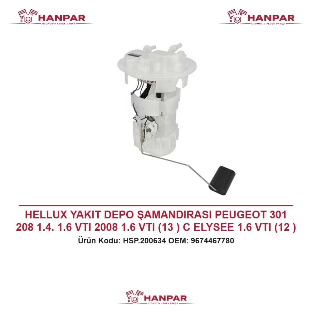 HELLUX YAKIT DEPO ŞAMANDIRASI PEUGEOT 301 208 1.4. 1.6 VTI 2008 1.6 VTI (13 ) C ELYSEE 1.6 VTI (12 ) ÇİFT ÇIKIŞ