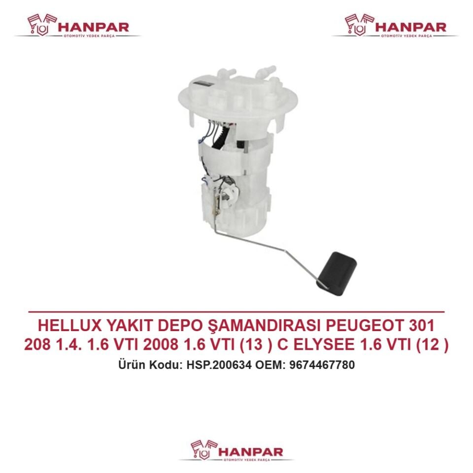 HELLUX YAKIT DEPO ŞAMANDIRASI PEUGEOT 301 208 1.4. 1.6 VTI 2008 1.6 VTI (13 ) C ELYSEE 1.6 VTI (12 ) ÇİFT ÇIKIŞ