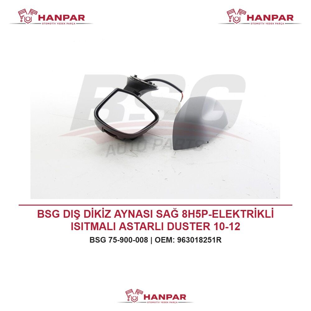 BSG DIŞ DİKİZ AYNASI SAĞ 8H5P-ELEKTRİKLİ ISITMALI ASTARLI DUSTER 10-12