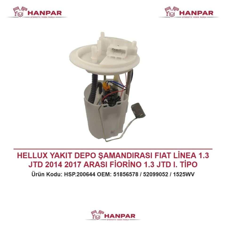 HELLUX YAKIT DEPO ŞAMANDIRASI FIAT LİNEA 1.3 JTD 2014 2017 ARASI FİORİNO 1.3 JTD I. TİPO PEUGEOT BİPPER 1.3 MJTD