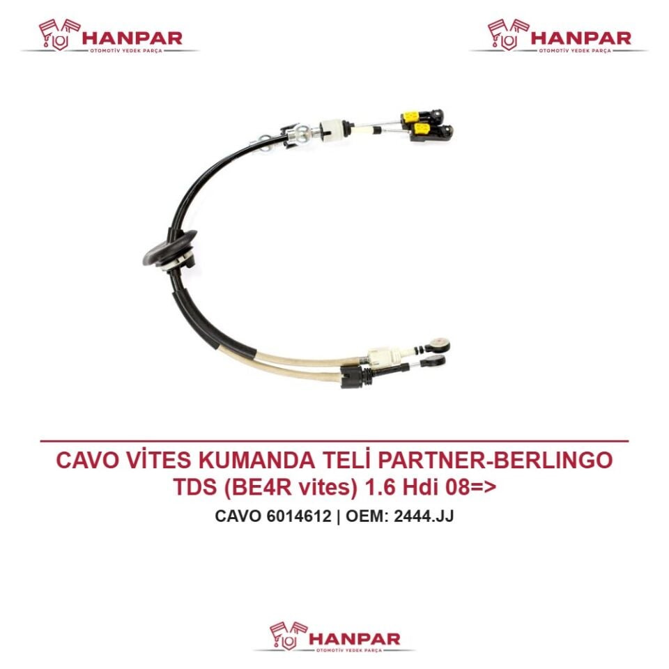 CAVO VİTES KUMANDA TELİ PARTNER-BERLINGO TDS (BE4R vites) 1.6 Hdi 08=>