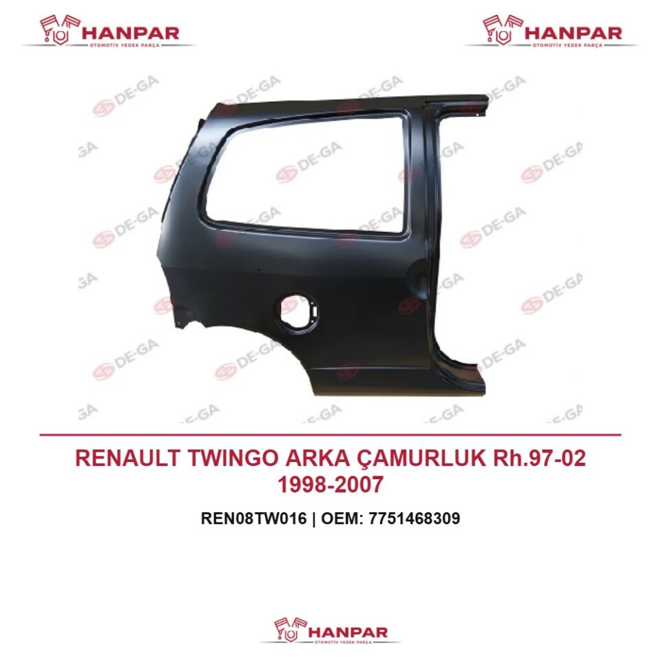 RENAULT TWINGO ARKA ÇAMURLUK Rh.97-02 1998-2007