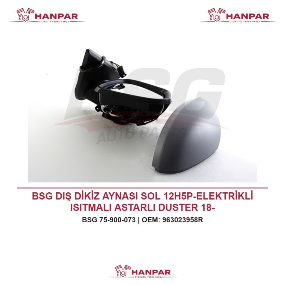 BSG DIŞ DİKİZ AYNASI SOL 12H5P-ELEKTRİKLİ ISITMALI ASTARLI DUSTER 18-