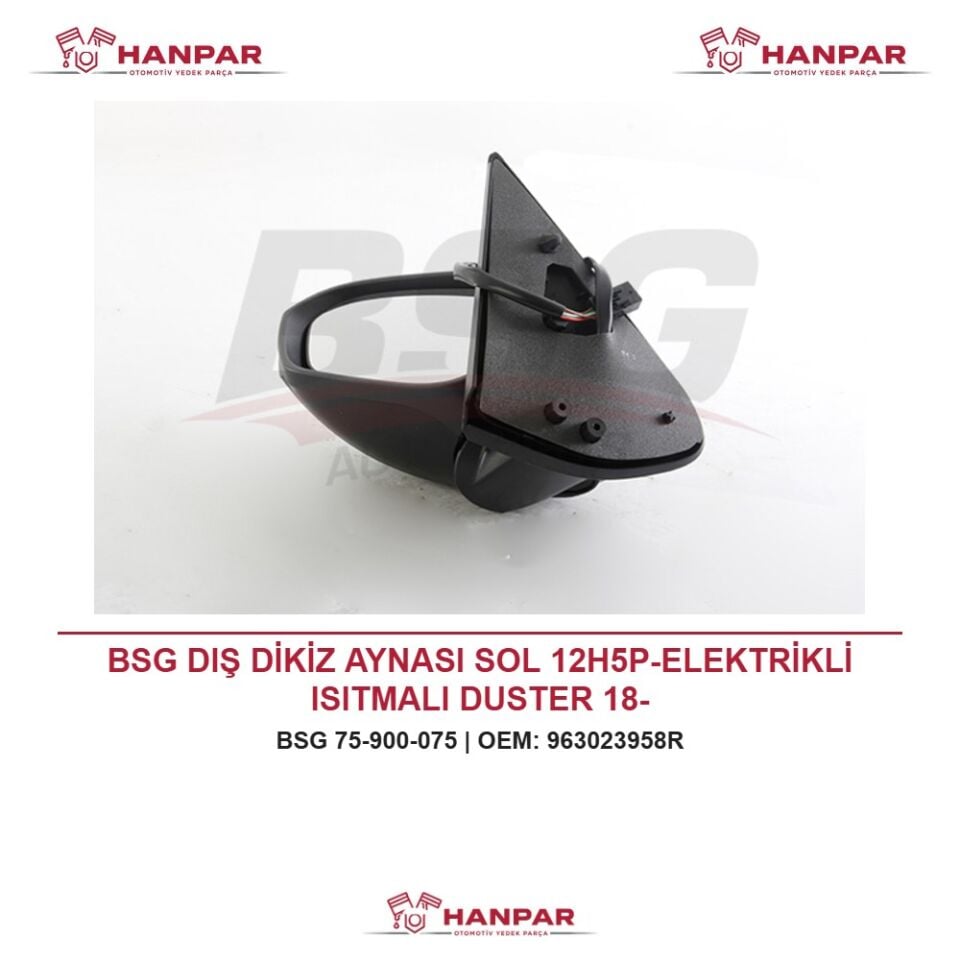 BSG DIŞ DİKİZ AYNASI SOL 12H5P-ELEKTRİKLİ ISITMALI DUSTER 18-