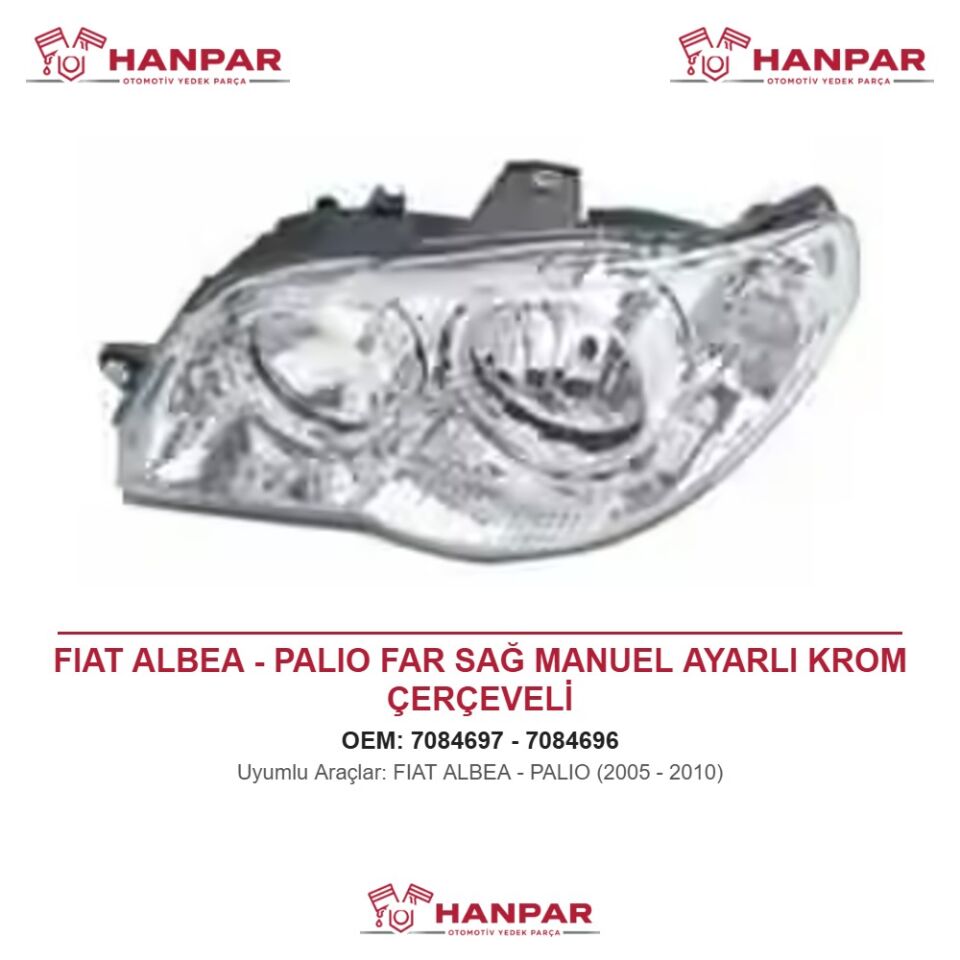FIAT ALBEA - PALIO FAR SAĞ MANUEL AYARLI KROM ÇERÇEVELİ (2005-2010)