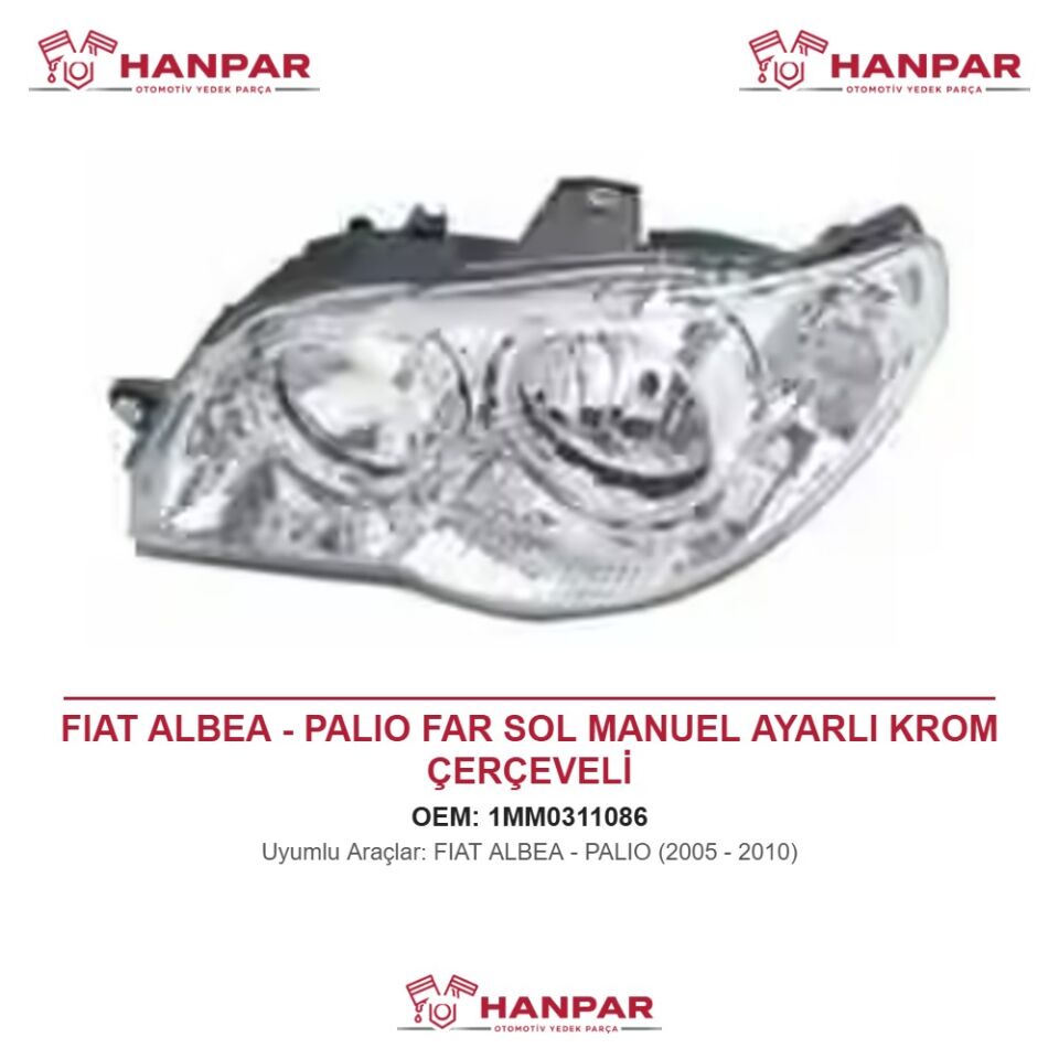 FIAT ALBEA - PALIO FAR SOL MANUEL AYARLI KROM ÇERÇEVELİ (2005-2010)