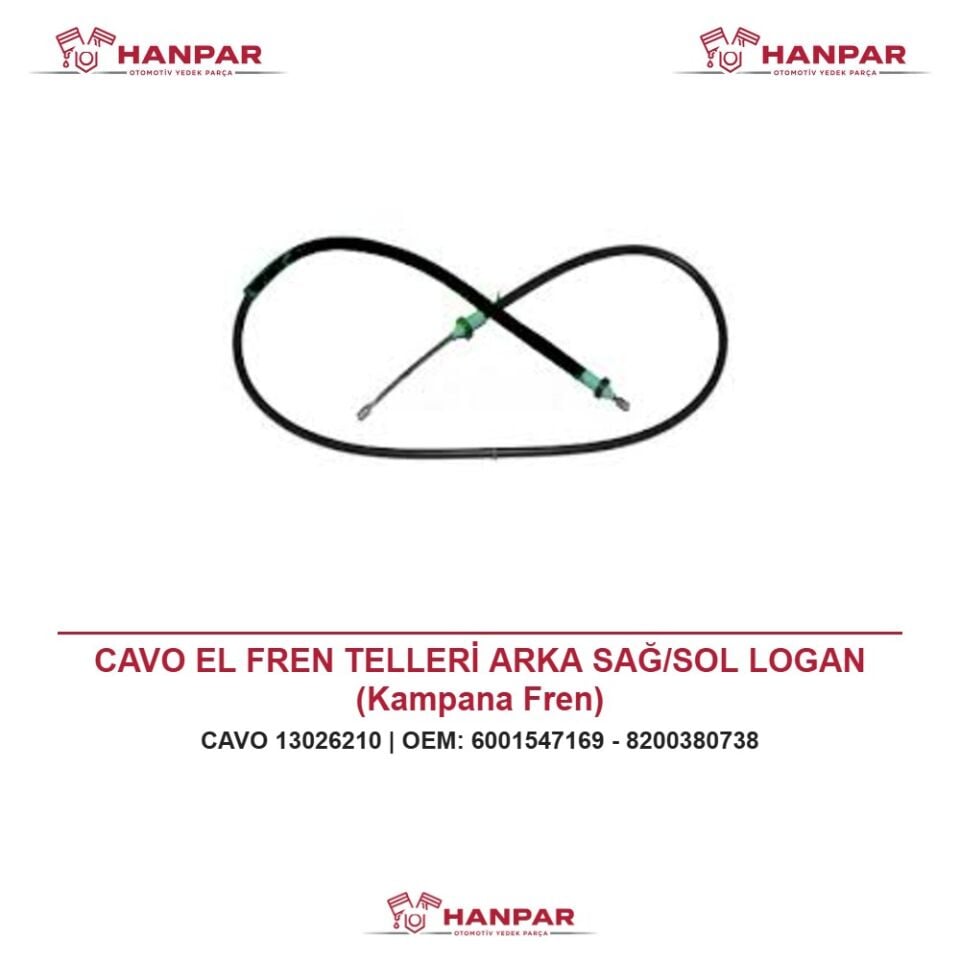CAVO EL FREN TELLERİ ARKA SAĞ/SOL LOGAN (Kampana Fren)