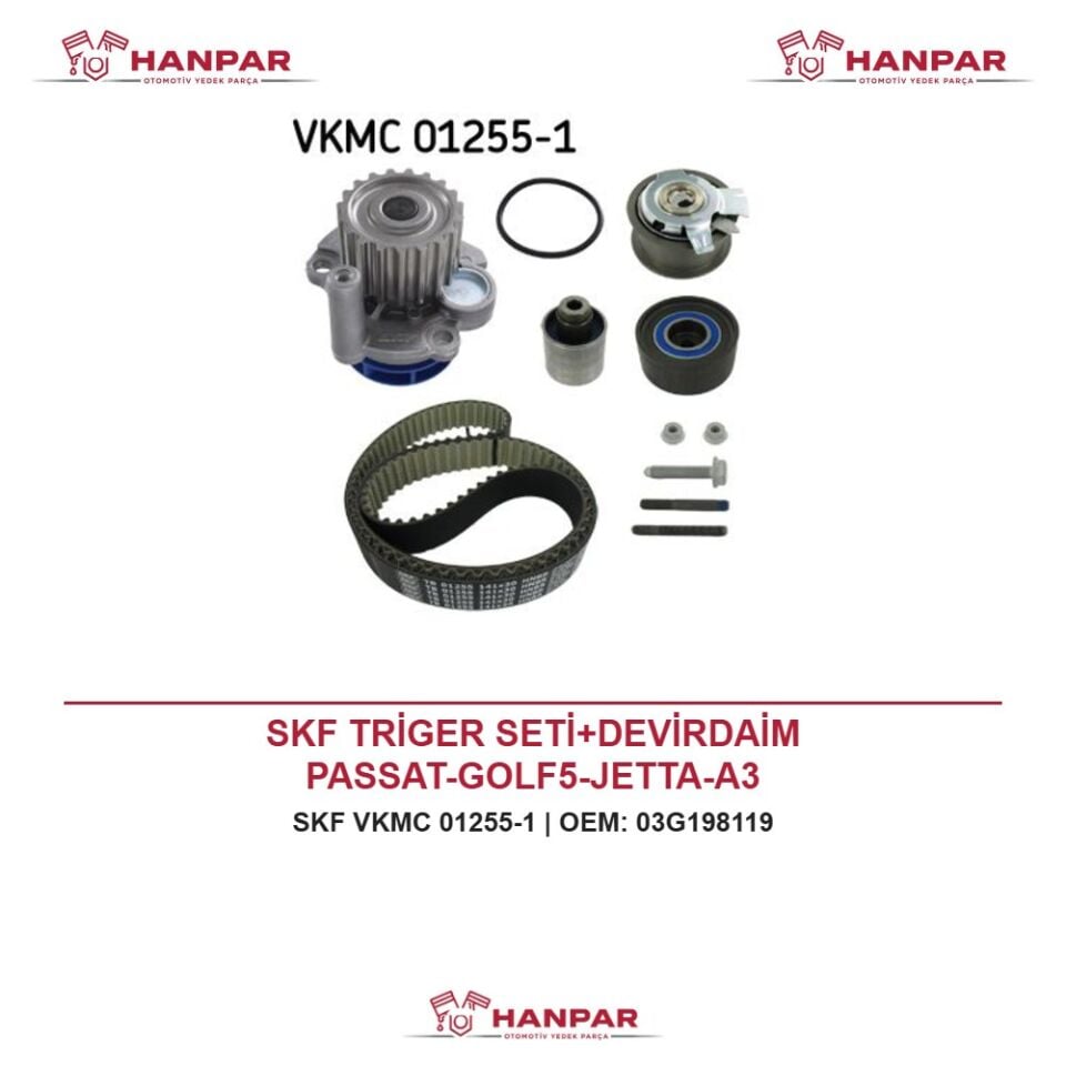 SKF TRİGER SETİ+DEVİRDAİM PASSAT-GOLF5-JETTA-A3 BKP-BKD-BMN-BMR-BUZ-BRE 2,0 TDI 04-06