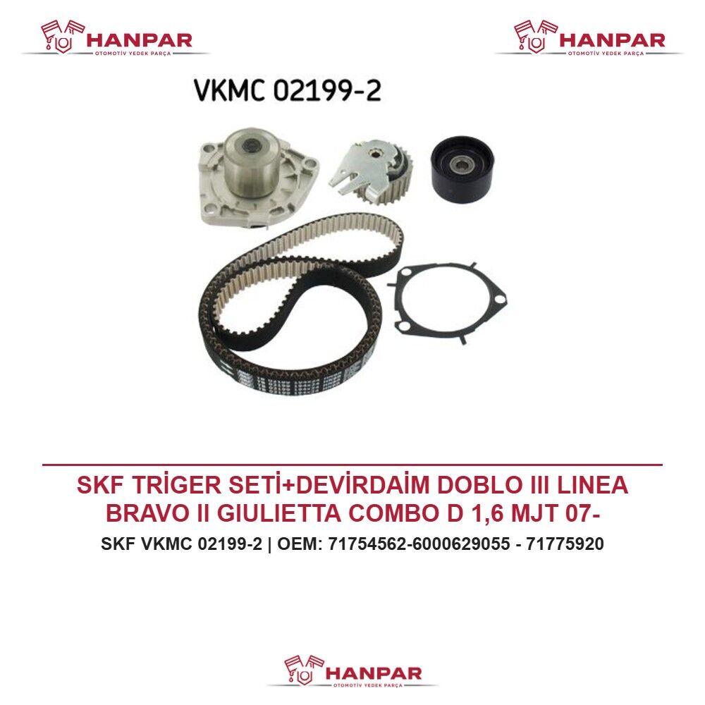 SKF TRİGER SETİ+DEVİRDAİM DOBLO III LINEA BRAVO II GIULIETTA COMBO D 1,6 MJT 07-