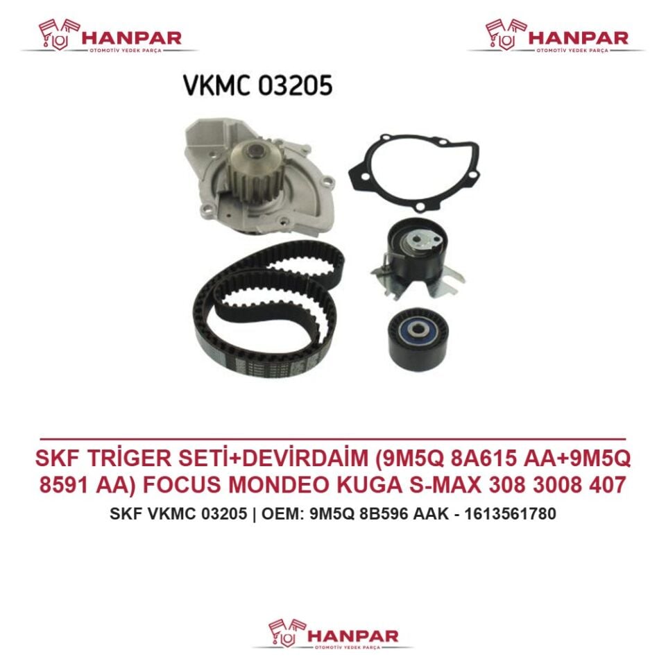 SKF TRİGER SETİ+DEVİRDAİM (9M5Q 8A615 AA+9M5Q 8591 AA) FOCUS MONDEO KUGA S-MAX 308 3008 407 508 5008 EXPERT TEPEE C4 C5 JUMPY II PROACE SCUDO 2.0 TDCI HDI 09-