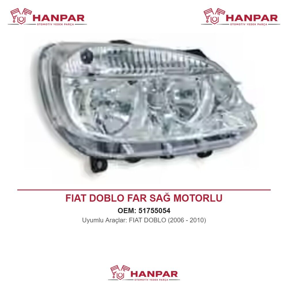 FIAT DOBLO FAR SAĞ MOTORLU (2006-2010)