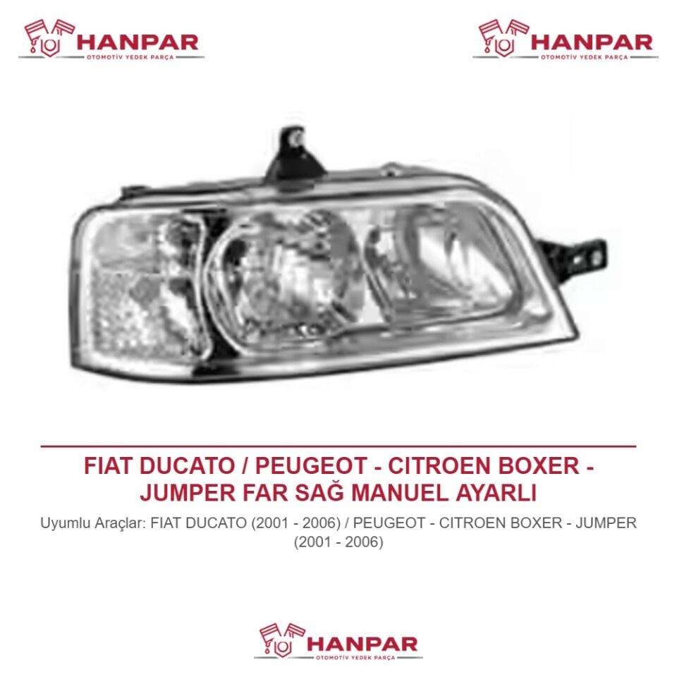 FIAT DUCATO / PEUGEOT - CITROEN BOXER - JUMPER FAR SAĞ MANUEL AYARLI (2001-2006)