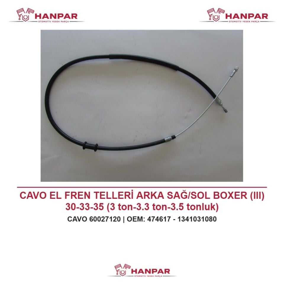 CAVO EL FREN TELLERİ ARKA SAĞ/SOL BOXER (III) 30-33-35 (3 ton-3.3 ton-3.5 tonluk)